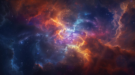 Fototapeta na wymiar Fiery nebula collision in deep space