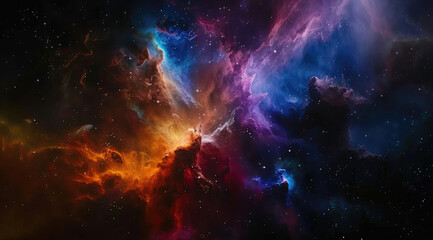 Fototapeta na wymiar Nebulous swirl of colors in space backdrop