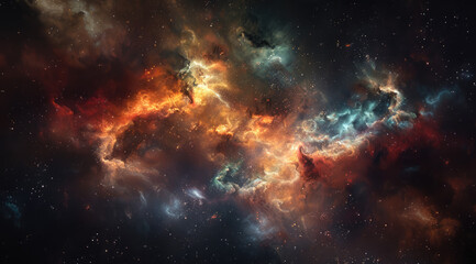 Fototapeta na wymiar Colorful interstellar cloud of gas and dust