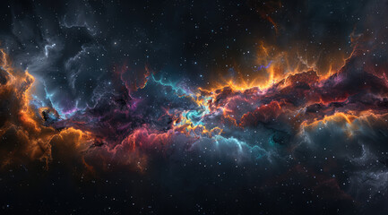 Starry nebula dispersing a spectrum of color