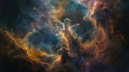 Cosmic Nebula Resembling Human Form - obrazy, fototapety, plakaty