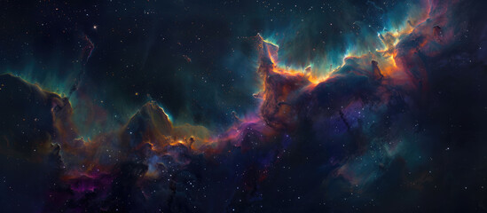 Vivid interstellar cloud in deep space - obrazy, fototapety, plakaty