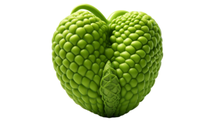 Close-up of a vibrant green flower against a pure white backdrop