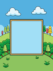 Fototapeta premium Frame template vector landscape background with empty space for text or image
