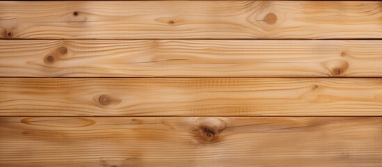 Fototapeta premium A closeup shot showcasing a brown wooden table made from ambercolored wood with a glossy varnish finish. The hardwood plank flooring in the background adds to the aesthetic