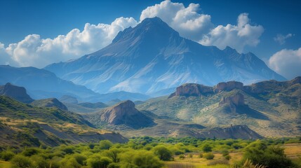 Fototapeta premium Majestic Mountain Landscape on Sunny Earth Day