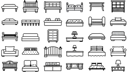 Double bed vector icon