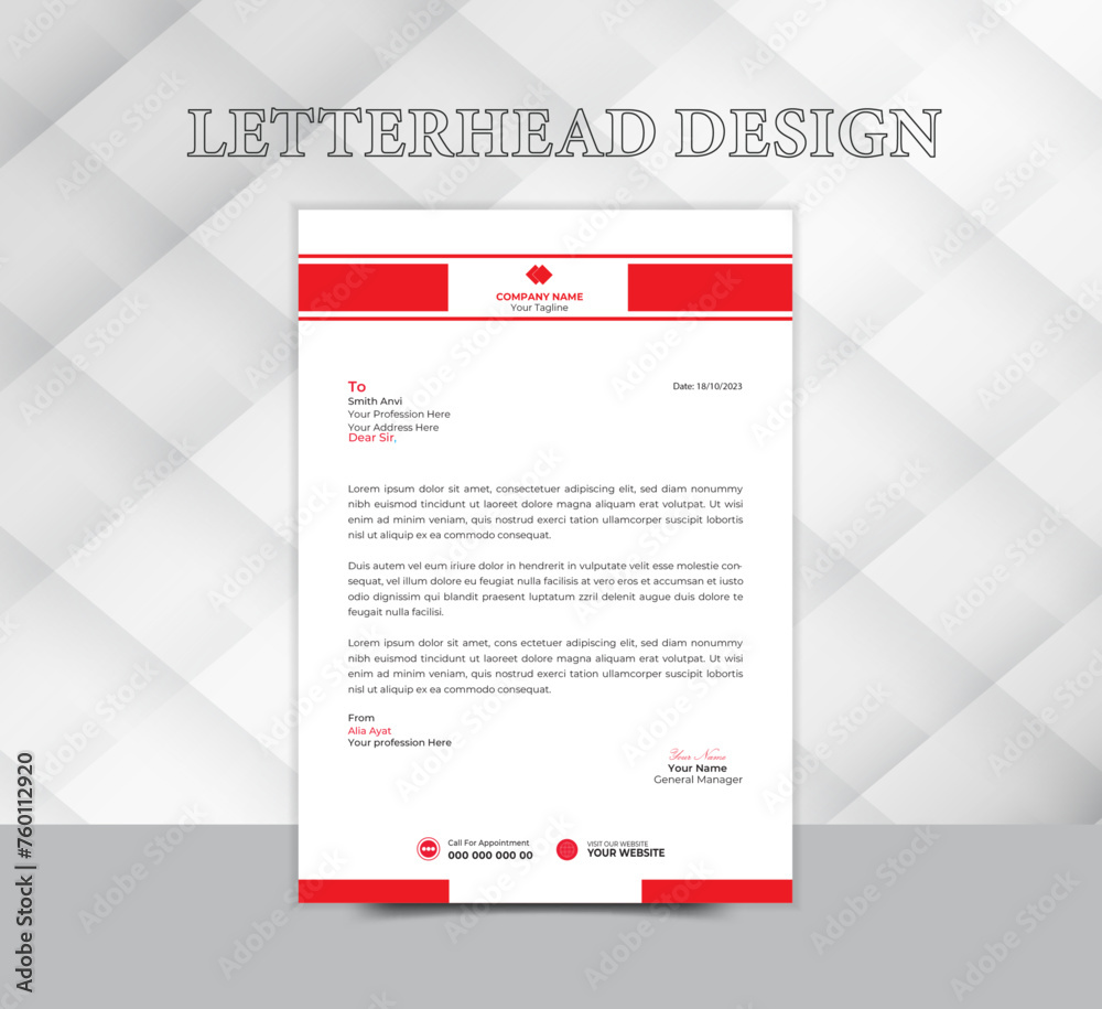 Wall mural A contemporary, vector template for business letterhead for your project.