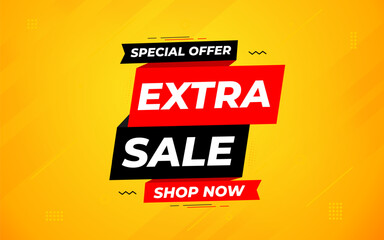 Obraz premium Extra Sale banner for web or social media. sale banner promotion template with discount tag. limited time offer, Get extra discount. Commercial poster, sale background vector illustration