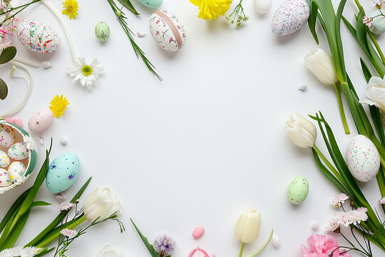 an easter frame with white background