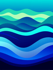 Fototapeta premium Tranquil waters rippling gently, painted in a gradient of blues and greens that evoke a sense of serenity and calm