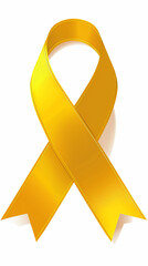 a yellow curing pediatric cancer ribbon, white background, graphic art, vector