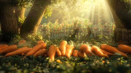 carrot bed in the village light background