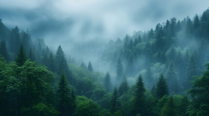 Rain Drizzles Over Lush Forest Celebrating Earth Day - obrazy, fototapety, plakaty