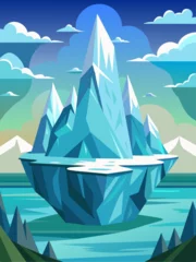  Iceberg landscape vector background with a towering glacier emerging from the ocean. © Design Adelsa