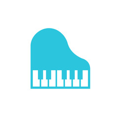 Piano icon isolated on white background. From blue icon set.