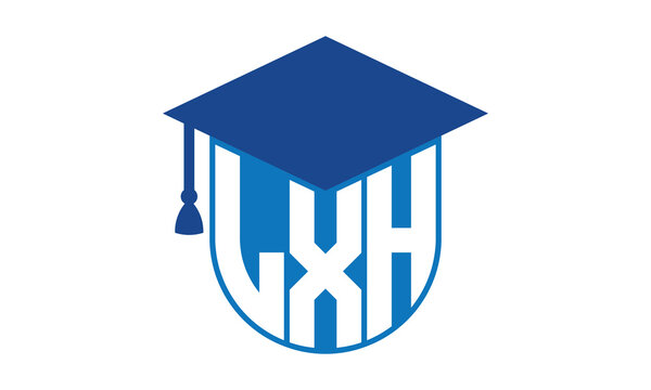 LXH initial letter academic logo design vector template. school college logo, university logo, graduation cap logo, institute logo, educational logo, library logo, teaching logo, book shop, varsity	
