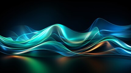 A blue and orange wave with a dark background