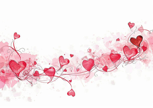 cute valentine's clipart border, opaque colors