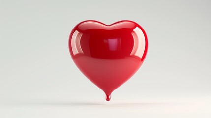 A single red heart-shaped balloon presenting as a symbol of love, floating against a gradient background