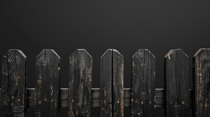 the black wooden fence on a dark background