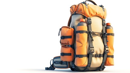 3d render design backpack equipment isolated white background AI image Generative