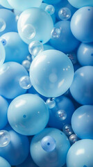 light blue balloons of different sizes