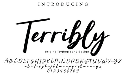Terribly Font Stylish brush painted an uppercase vector letters, alphabet, typeface