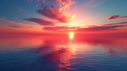 Breathtaking Sunrise over Tranquil Ocean for Earth Day