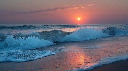 Tranquil Sunrise Over Ocean Waves for Earth Day
