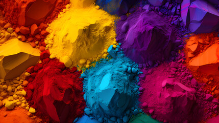 An Artist's Palette: A Riot of Vibrant Dye Powders Intermixed and Waiting to Ignite the Canvas