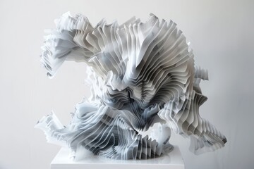paper abstract statue on white background