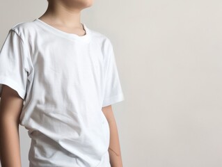 Cute children in clean t-shirts on white background