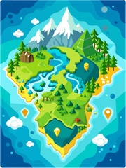 A map template with water background enhances the visual appeal of any navigation app or website.