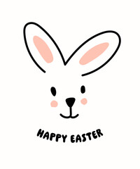 Easter bunny face, Easter poster with rabbit, Easter card