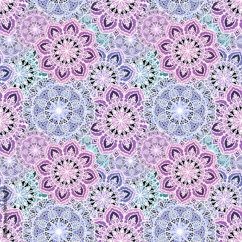 Wall mural abstract geometric floral seamless mandala pattern for fabrics and linens and wrapping paper and fas