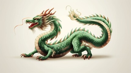 A 3D illustration of a Chinese dragon depicted in soft beige tones, creating a sense of ancient art brought to life