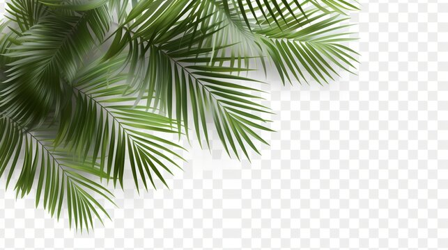 High-resolution image showcasing a cluster of palm leaves with realistic shadow effects on a transparent background