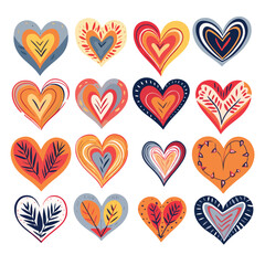 Vector hearts set. Hand drawn. flat vector illustra