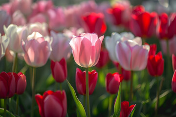 Obraz premium professional photography close-up angle of a field of tulips 