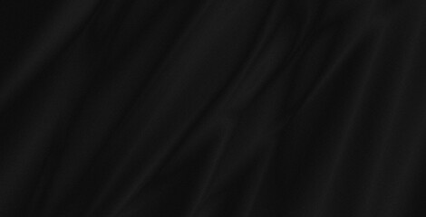 Abstract Smooth elegant black satin Textile texture Silk luxurious background design with noise