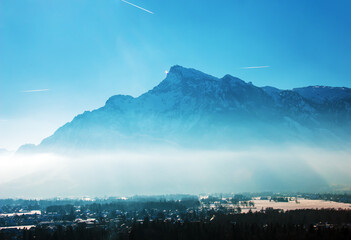 View of the Untersberg mountain in Salzburg, Austria. Alps.