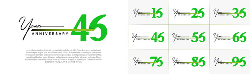 Set of Anniversary Logotype green color with ribbon can be use for special day celebration