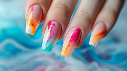 nails painted with gel polish. - obrazy, fototapety, plakaty