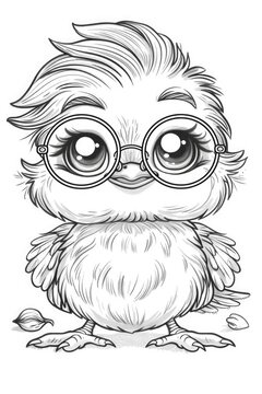 A cute little owl with glasses on it"s face