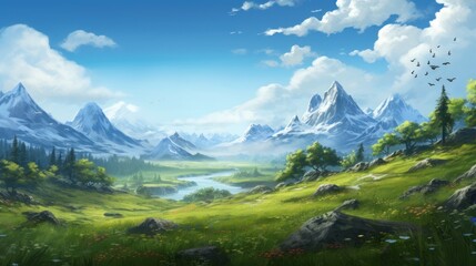 Fototapeta premium Fantasy Landscape Game Art
