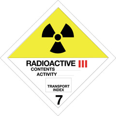 ADR class 7 C sign radioactive isolated on white background, 7C