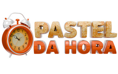 3d phrase with fried pastel texture and orange words with metal alarm clock on the side