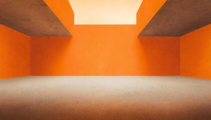 empty orange concrete interior background