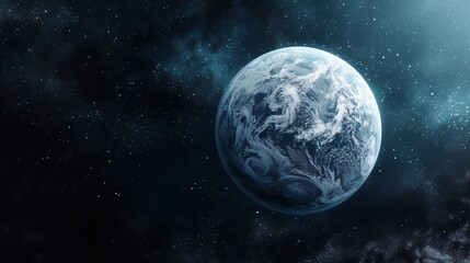 High-detail 3D rendering of planet Earth as seen from space with cloud formations and oceans visible